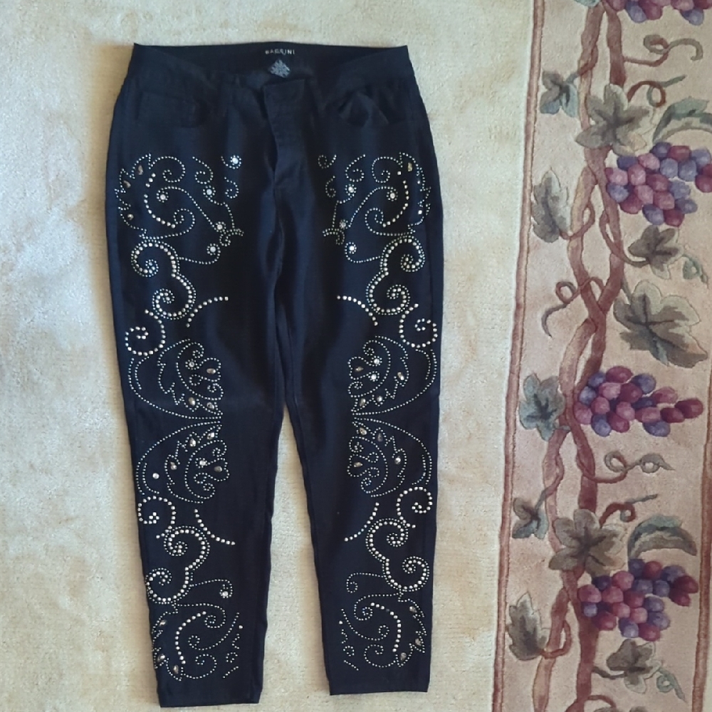 Baccini Black Trousers With Swirl Embellishments